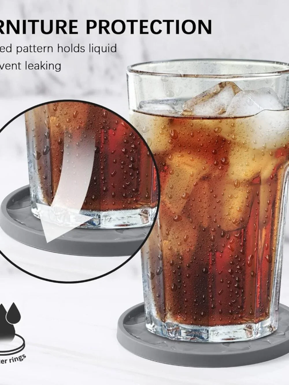 Silicone Coasters with Holder,[6 Pack] Drinking Coasters - Cup Mat for Hot or Co